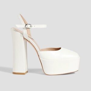 STUART WEITZMAN ‘Skyhi 145’ White Leather Platforms Size US 8.5